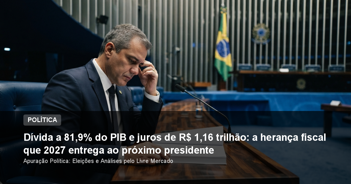 Dívida a 81,9% do PIB e juros de R$ 1,16 trilhão: a herança fiscal que 2027 entrega ao próximo presidente