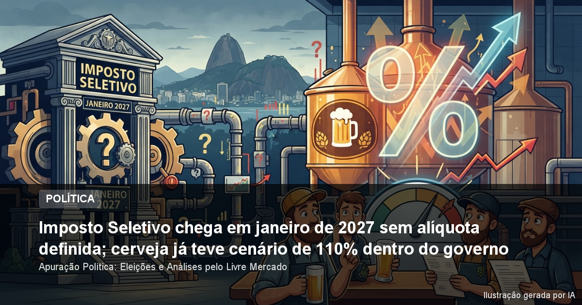Imposto Seletivo chega em janeiro de 2027 sem alíquota definida; cerveja já teve cenário de 110% dentro do governo